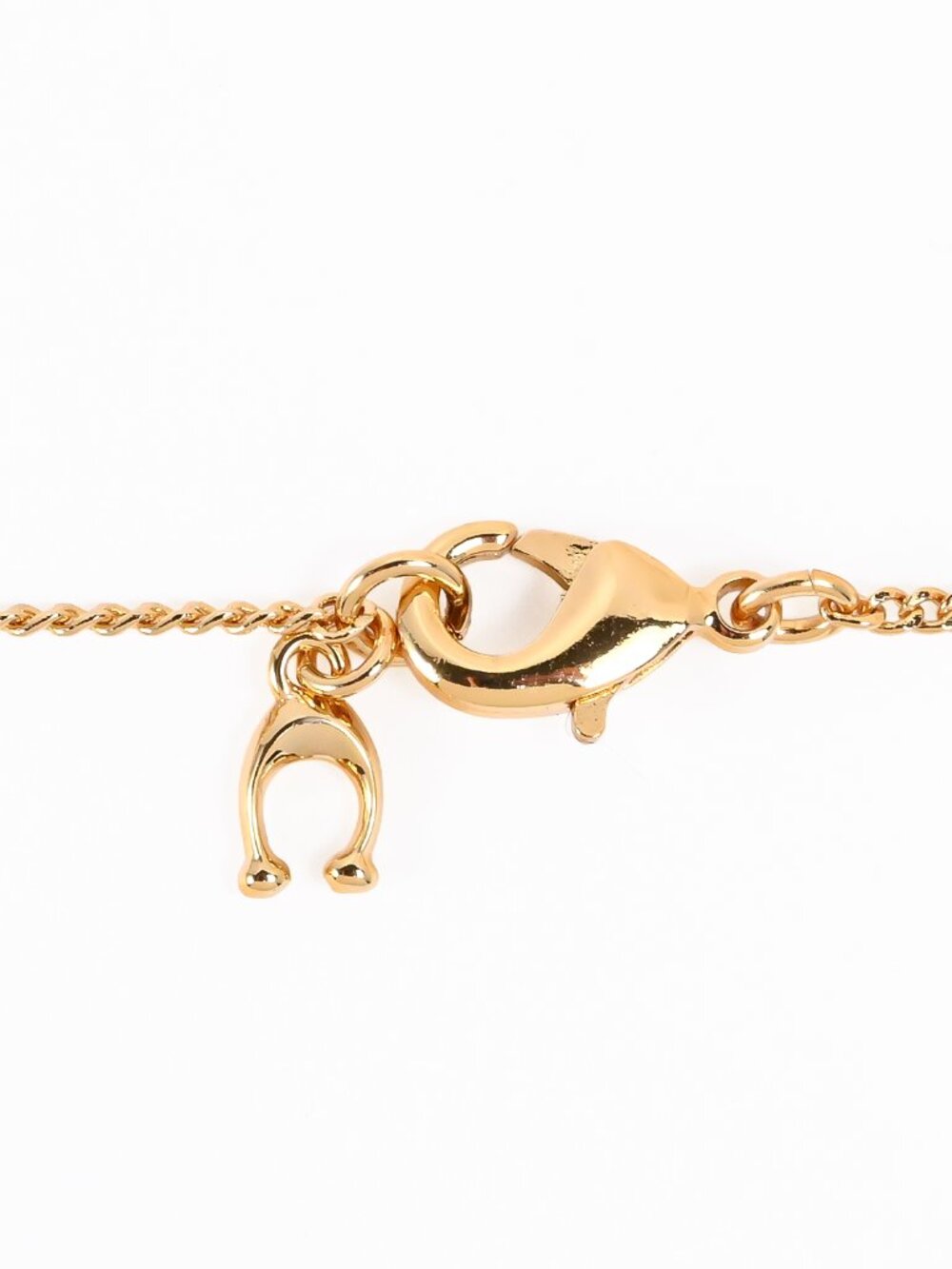 COACH NY GOLD TONE SIGNATURE “C” LUCITE PENDANT NECKLACE 16”+2” - Picture 2 of 6